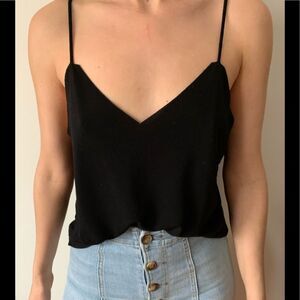 Brandy❤️Melville Black V-Beck Spaghetti Strap Top, Made in Italy, Size Small